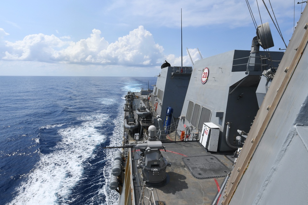 Navy destroyer underway at sea
