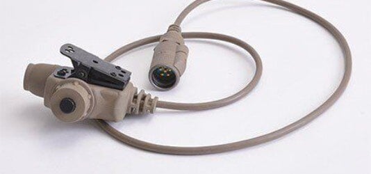 Rugged push-to-talk device with radio cable